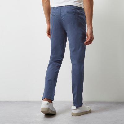 Dusty blue slim chino trousers